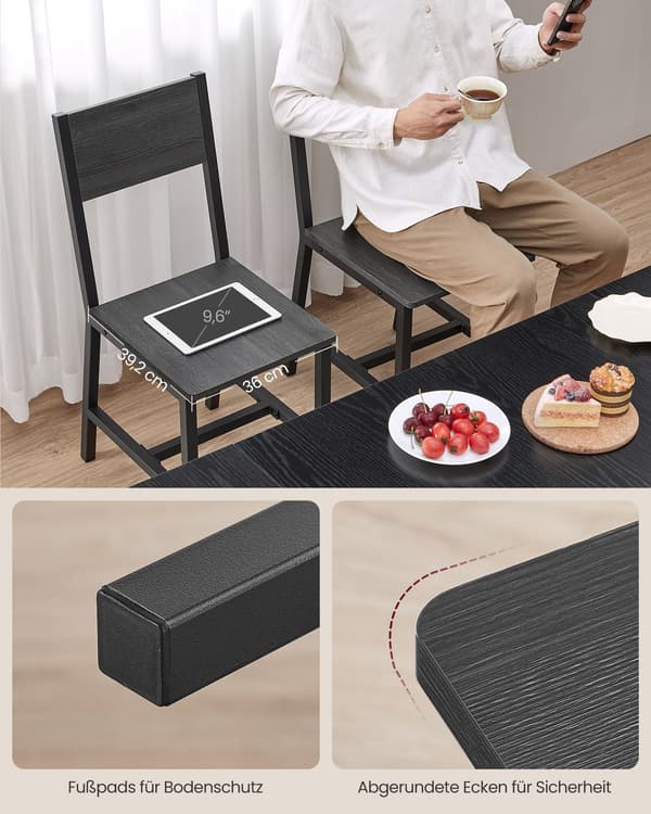 Matstolar Set om 2 - Modern Design - Antracitgrå-Bläcksvart