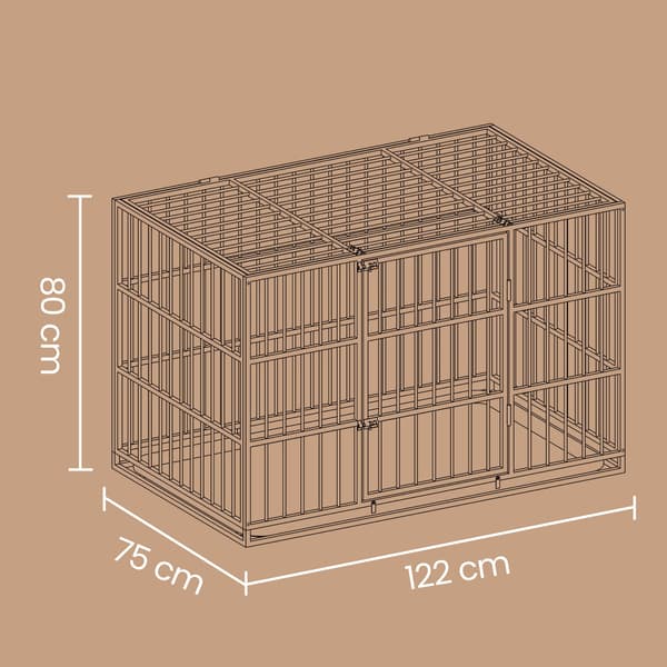 Hundbur - Med bottenbricka - Stål - Bläcksvart