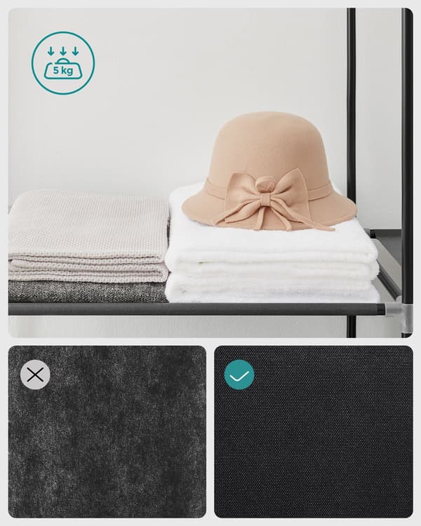 Garderobe - masser af plads - stål og fiberdug - sort