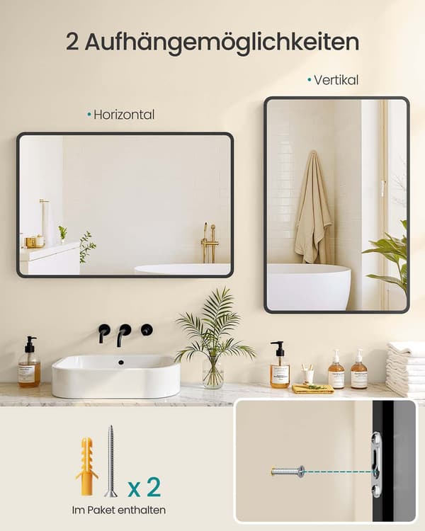 Väggspegel - Rektangulär - Aluminiumram - Modern design