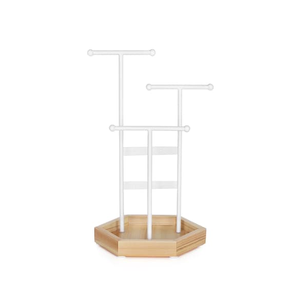 Smyckesställ - Unik design - Träbas - Vit