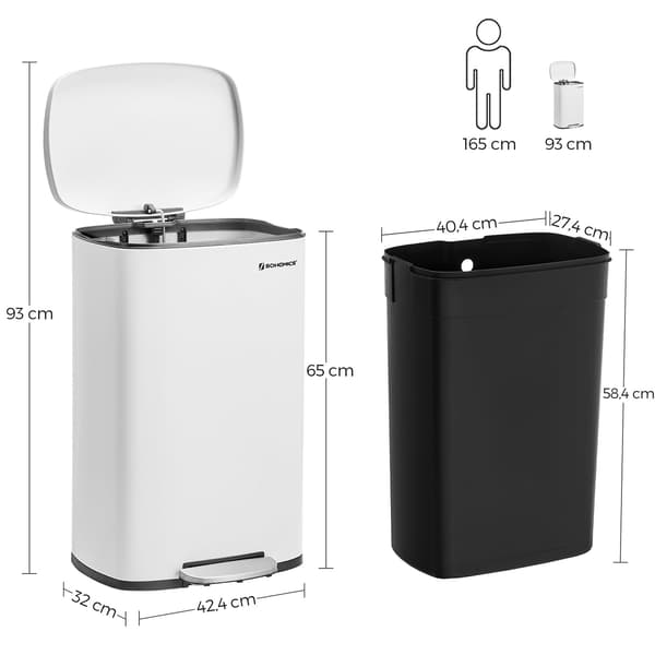 Pedalspand - Soft close - 50 L - Hvid