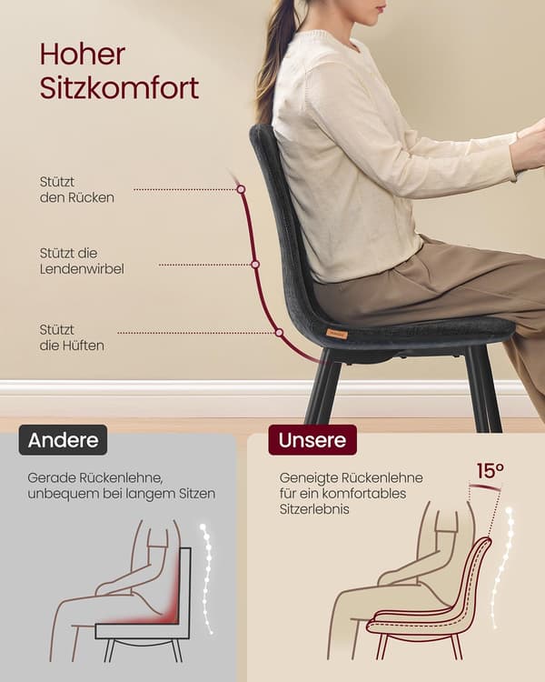 Set med 2 matstolar - Bekväm design - Skiffergrå