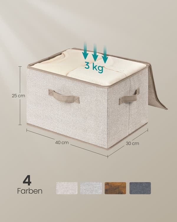 Förvaringslåda set om 6 - Med lock - Sandbeige