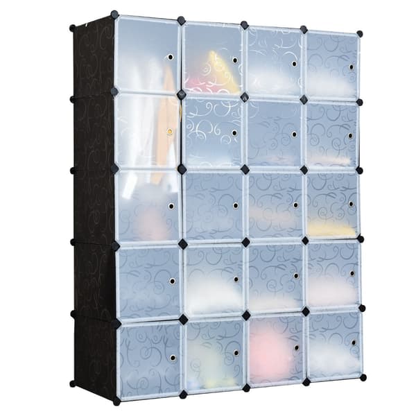 kuber - DIY kubhylla Stapelbar plasthyllsystem - 20 - Svart