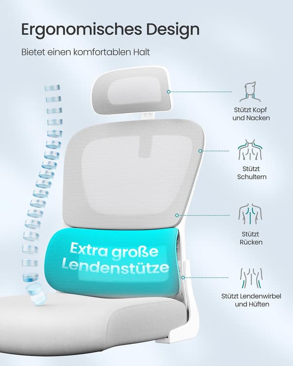 Kontorsstol - ergonomisk med fällbara armstöd - grå