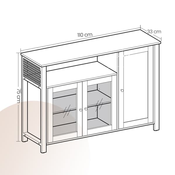 Skænk - 3 døre - Opbevaringsskab - Brun-Sort