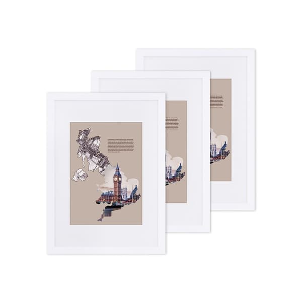 Fotoramset - set om 3 - stor storlek - vit