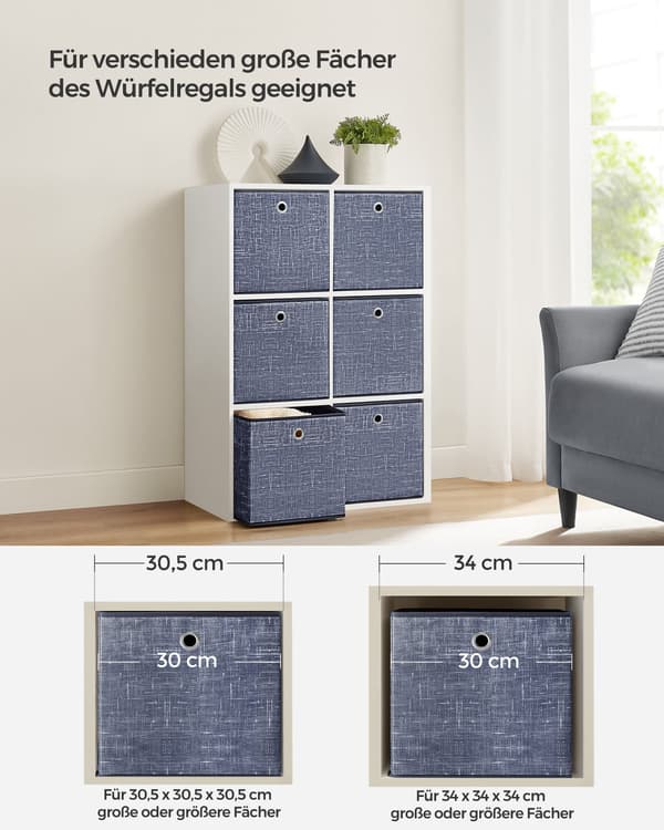 Förvaringslådor - set om 6 - dimblå