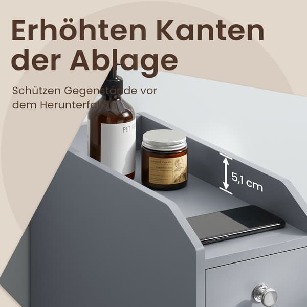 Badeværelsesskab - Kompakt design til toiletpapir - Duegrå