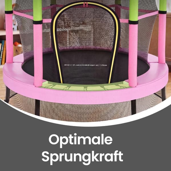 Børnetrampolin - 174 cm - Sikkerhedsnet - Kantbeskyttelse - Lyserød