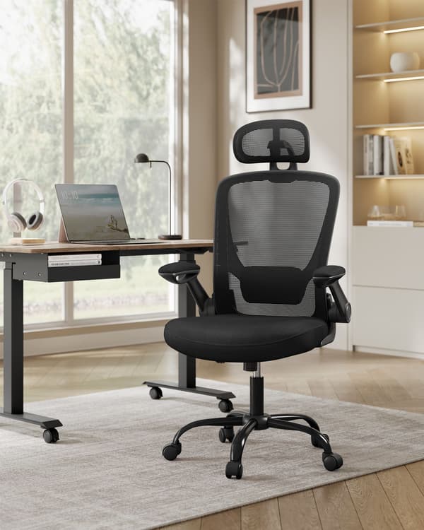 Ergonomisk kontorstol med mesh i blæksort