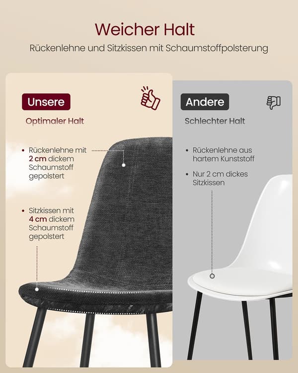Set med 2 matstolar - Bekväm design - Skiffergrå