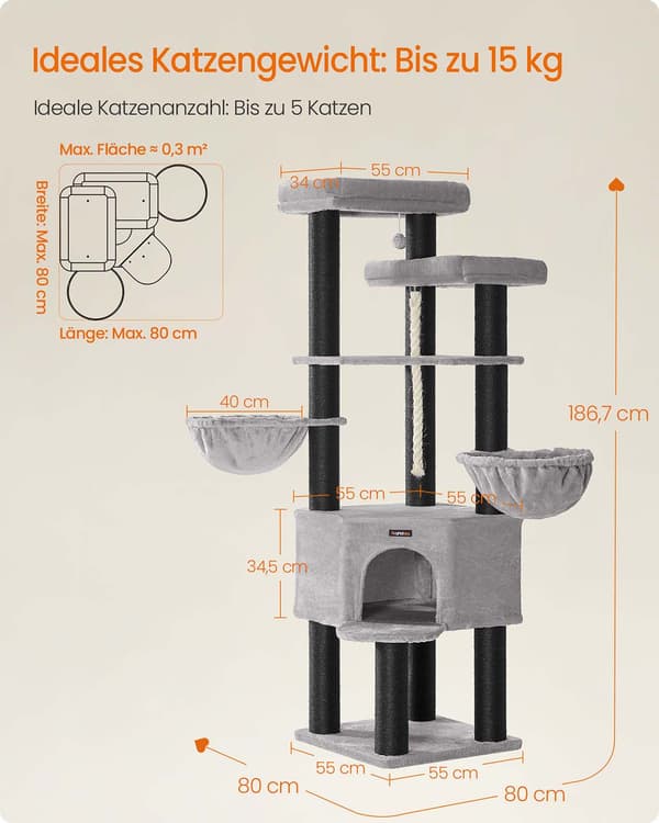 Kradsetræ - Stor model - Flere niveauer - Til store katte