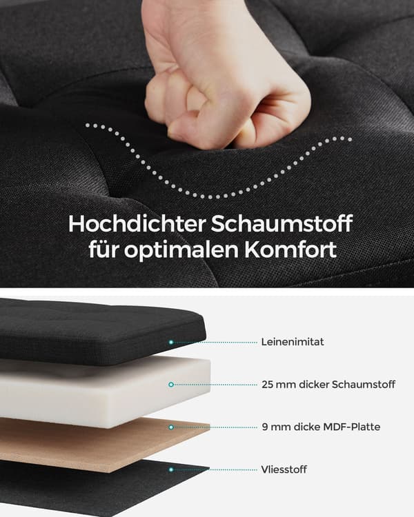 Klapbænk med opbevaringsplads 76 cm sort