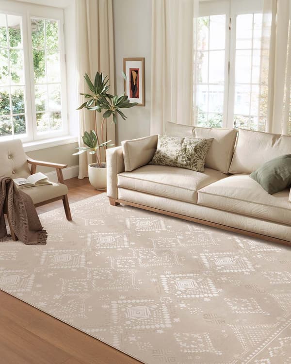 Fluffig Boho-matta 200 x 290 cm cappuccino beige