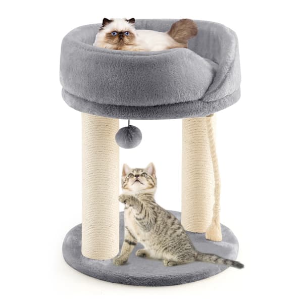 Cat - Tree Scratching Post med mjuk sits Sisal Tower för Cats - Grå