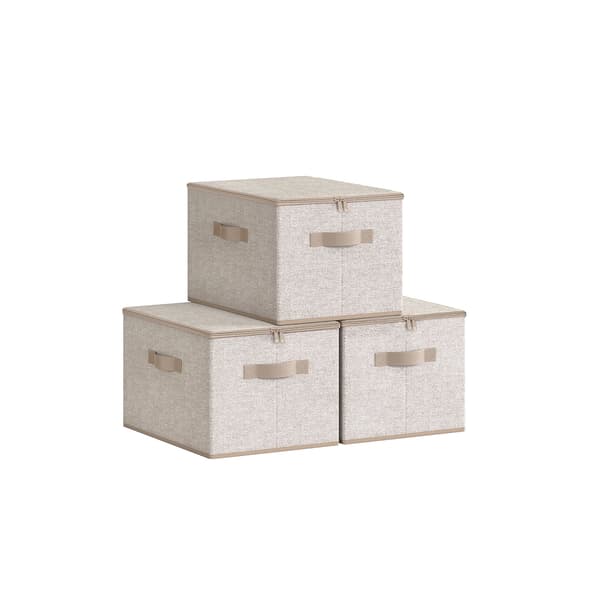 Förvaringslåda med lock set om 3 sandbeige