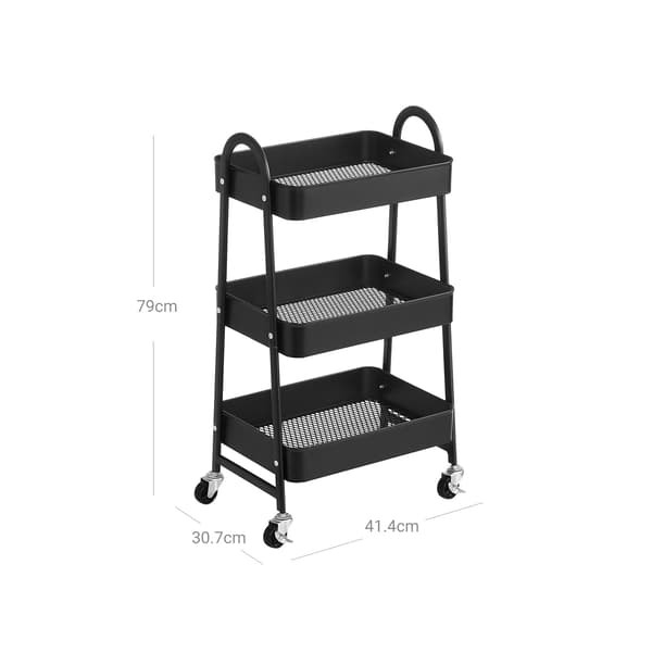 Trolley - Robust serveringsvogn med 3 niveauer - Sort