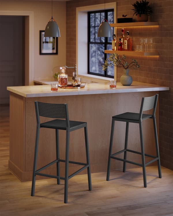 Barstolar - industridesign - set om 2 - antracitsvart