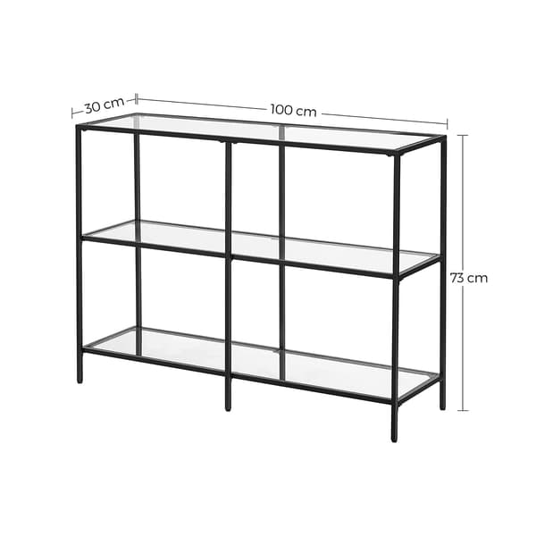 Konsolbord - 3 niveauer - Stål og glas - Sort