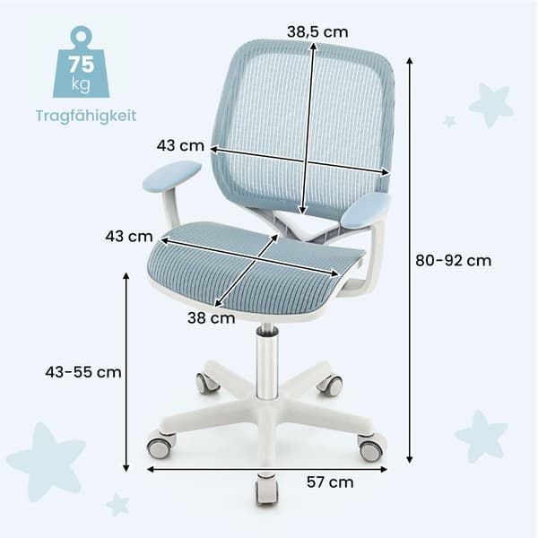 Höjjusterbart - barnskrivbord + barnroterbar stol set, blått. - Blå