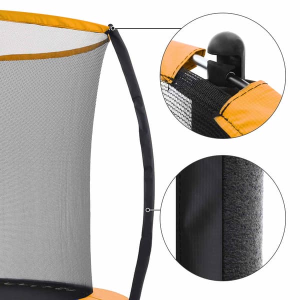 Trampolin - Med sikkerhedsnet og stige - Sort-orange