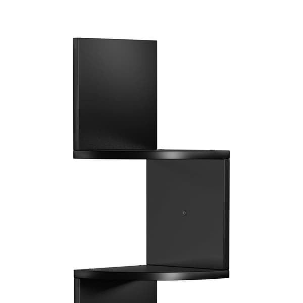 Hjørneskab - Zigzag-design - 5 hylder - Sort