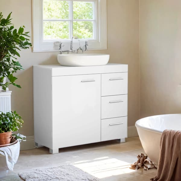Kommod - Elegant design med 3 lådor - Vit