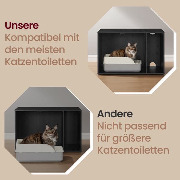 Kattebakkeskab - Hængslede døre - Til store katte - Lugtdiskret design