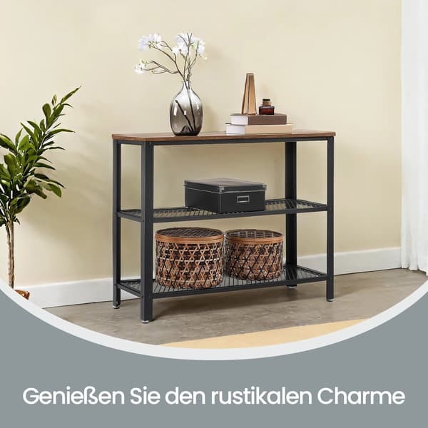 Konsolbord - Industriel stil - 3 niveauer - Sort og træ
