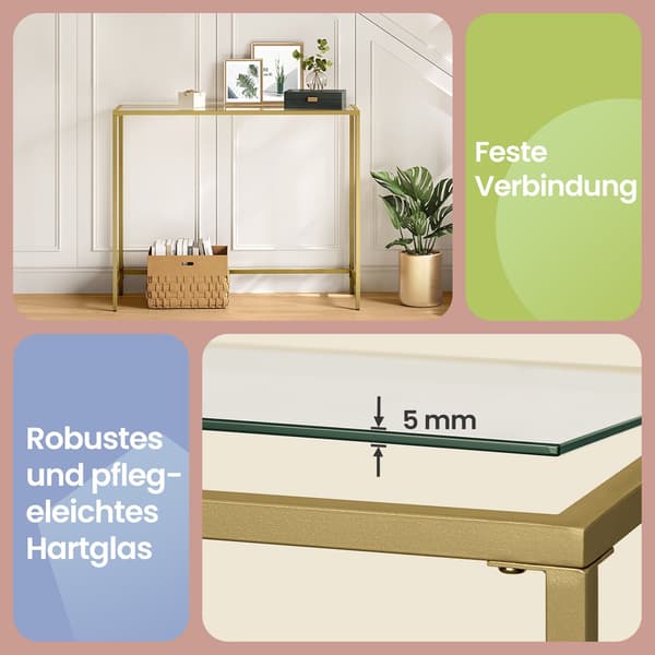 Konsolbord - Elegant design - Glas og stål - Guldtransparent