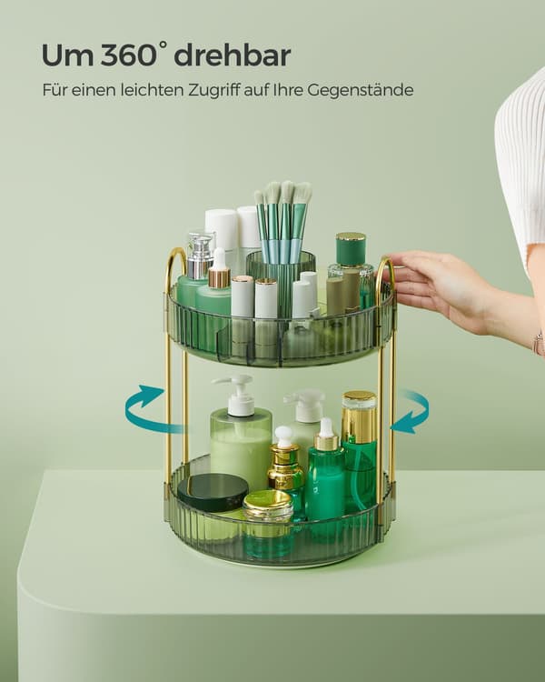 Makeup-organisator - 360° roterbar - lysegrøn