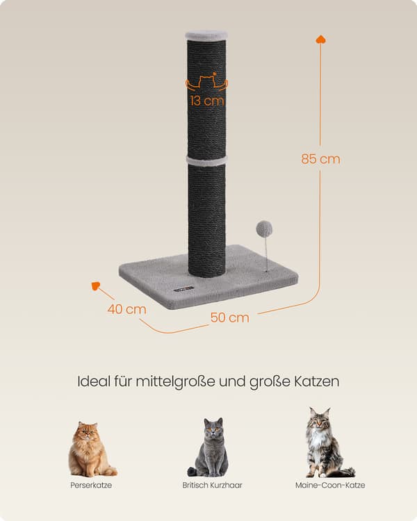 Raapimispuu 85 cm - Pehmoleikkipallo ja kello - Musteenmusta