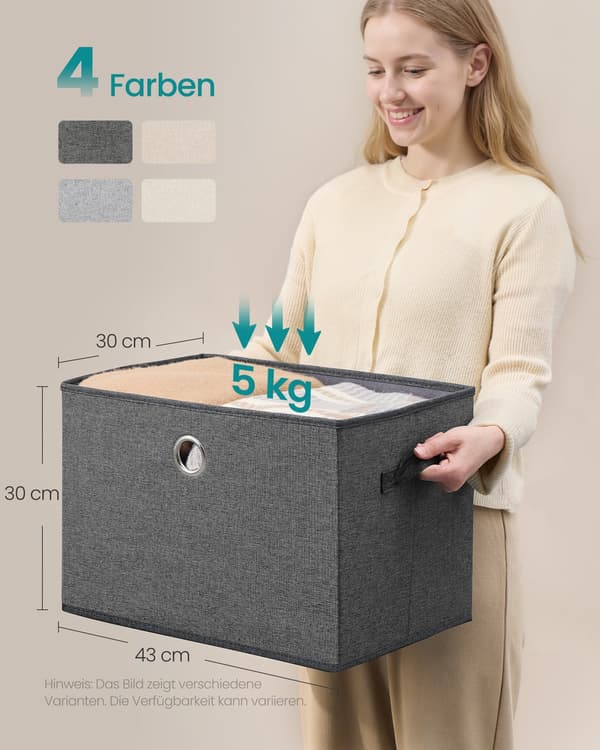 Förvaringspåse - set om 3 - med lock - skiffergrå