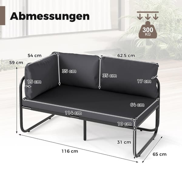 Trädgård - Lounge Soffa Möbler Utomhus med Kuddar sits - 2 - Grå