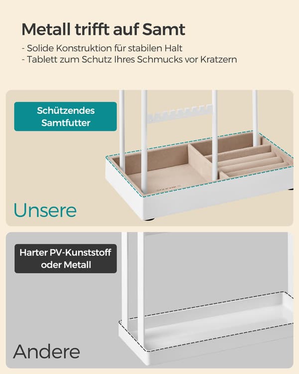 Smyckesställ - metallram - presentidé - vit