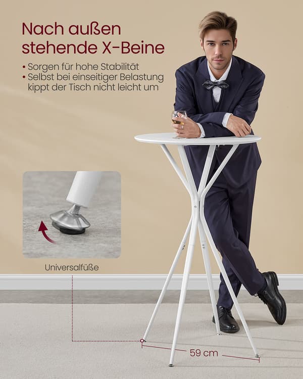 Barbord - Metallram - Cloud white-matt vit