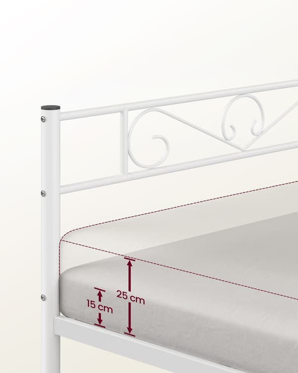 Sängram - enkel - metall - vit