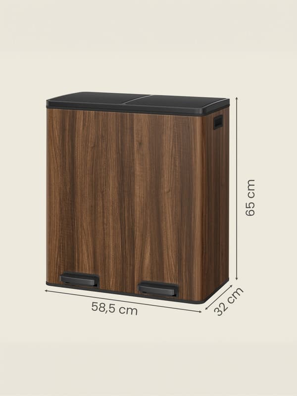 Papperskorg - 60 liter - avfallssorteringssystem - pedal.