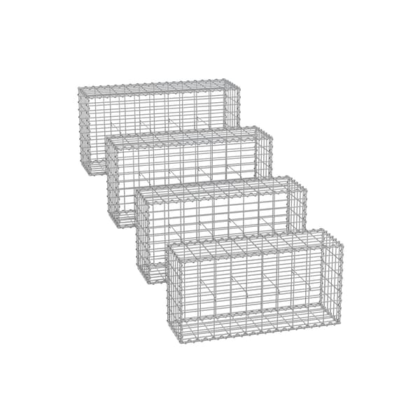 Set med 4 trådkorgar - maskstorlek 5 x 10 cm - silver