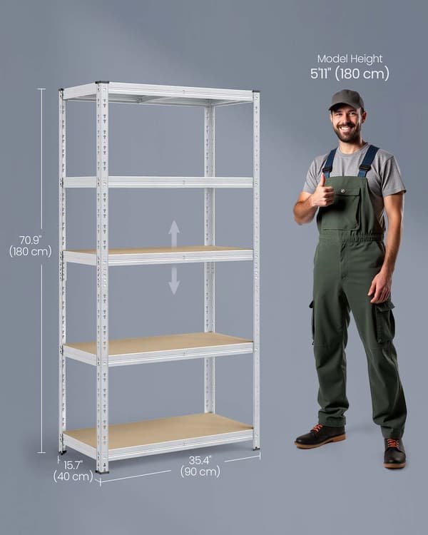 Hylla - robust och justerbar - stål - silver