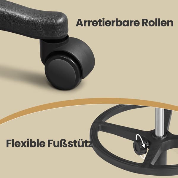 Ställbar arbetspall - Snurrstol - Hög sits - Ståstol