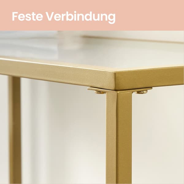 Sidobord - Härdat glas - Stål - Guldtransparent