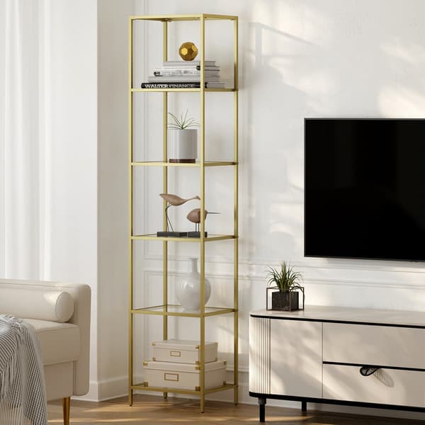 Badeværelseshylde - 6 hylder - Glas og stål - Guld
