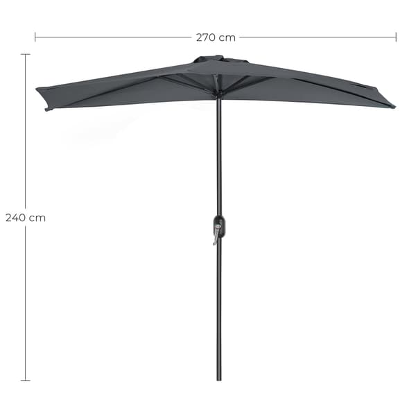 Parasol - Med håndsving - Ø 270 cm - Grå