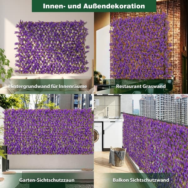 Artificiell - murgröna trädgård Privacy Screen växtvägg häckar med eukalyptus - Lila