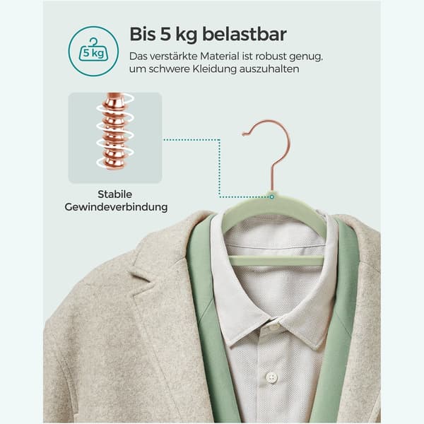 Klädhängare - sammet - set om 50 - ljusgrön