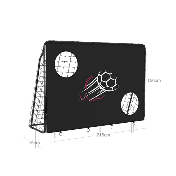 Fodboldmål med målvæg til børn - Metalramme - Sort