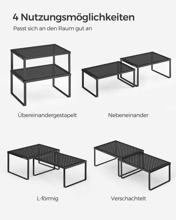 Kryddställ set med 4 expanderbara och stapelbara bläcksvarta